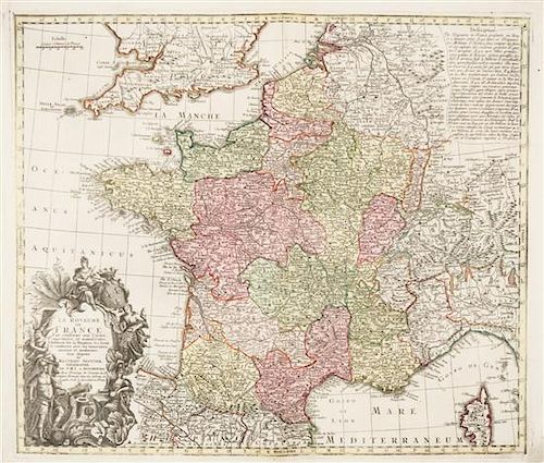 (MAP) SEUTTER, MATTHIEU.  Le Royaume de France Fait conforme aux Cartes...Geographe de S.M.I. A AUGSBOURG, 1734.