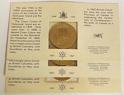 (3-Coins)1966-67 Honor of British Columbia's Centenary