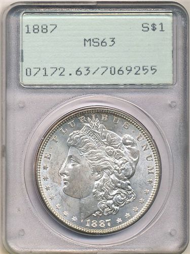 1887 Morgan Silver Dollar OGH PCGS MS63