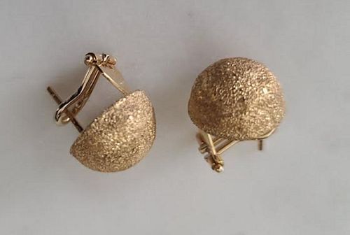 14K Gold textured Dome Earrings 