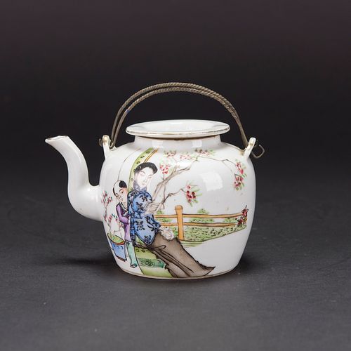 A CHINESE FAMILLE ROSE 'FIGURAL' TEAPOT
