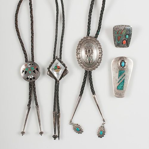 Zuni and Navajo Silver and Turquoise Bolos: Different Western Styles