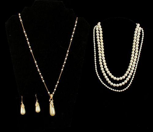 FAUX PEARLS LOT WITH NOLAN MILLER SET, EPIPHANY STRAND