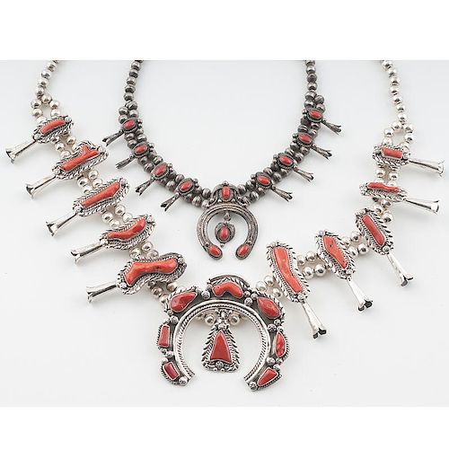 Navajo Silver and Red Coral Squash Blossoms for the Fashion Conscious
