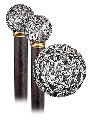 Hard Stone, Silver, and Gold Dress Cane
