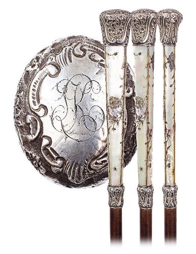 Mother of Pearl and Silver Dress Cane