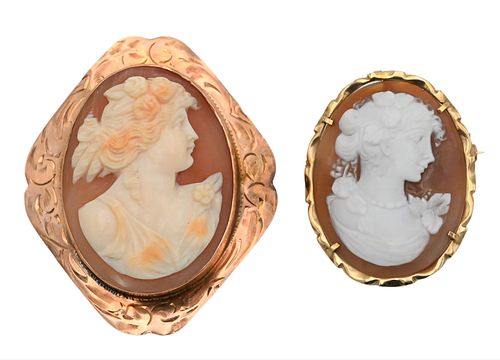 Two Gold and Shell Cameos