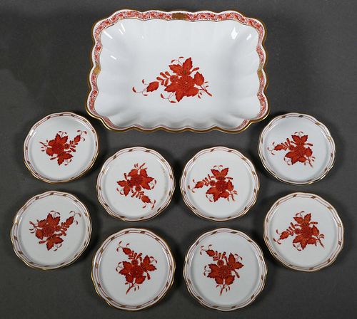 9 Piece Herend Chinese Bouquet Rust Set