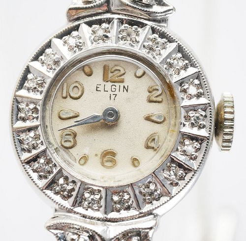 Vintage ELGIN 14K Gold & Diamond Watch
