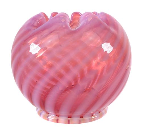 Vintage Cranberry Art Glass Swirl Vase