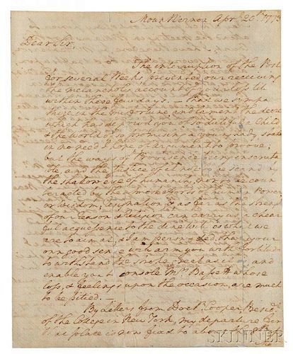 Washington, George (1732-1799) Autograph Letter Signed, Mount Vernon, 20 April 1773.