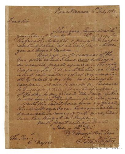 Washington, George (1732-1799) Autograph Letter Signed, Mount Vernon, 10 July 1784.