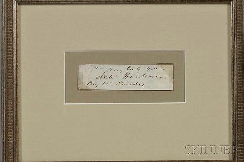 Hawthorne, Nathaniel (1804-1864) Clipped Signature from the Closing of a Letter.