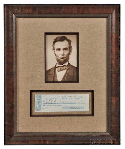 Lincoln, Abraham (1809-1865) Check Signed, 19 January 1859.