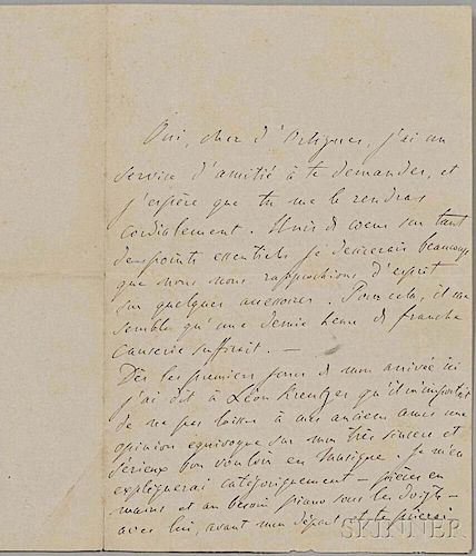Liszt, Franz (1811-1886) Autograph Letter Signed, 9 April 1866.