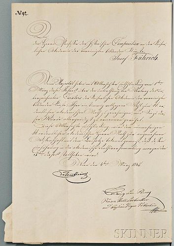 Metternich, Klemens (1773-1859) Document Signed, Vienna, 4 March 1845.