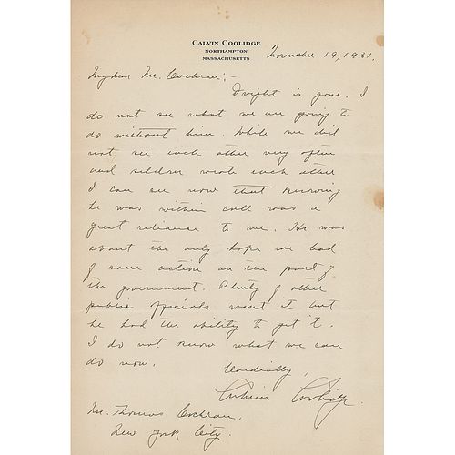 Calvin Coolidge Autograph Letter Signed