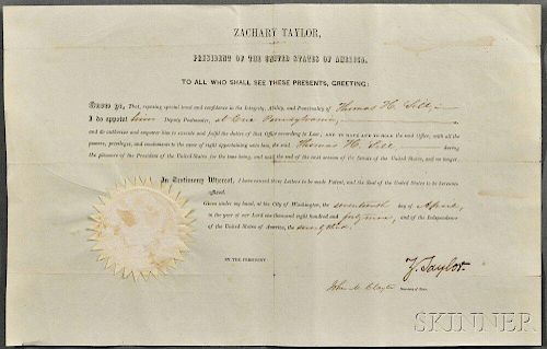 Taylor, Zachary (1784-1850) Document Signed, 17 April 1849.