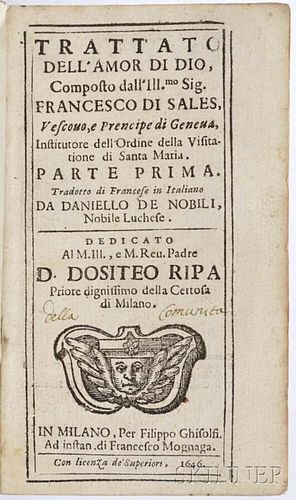 Francis de Sales (1567-1622) Trattato dell' Amor di Dio.
