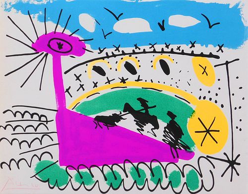 Style of Pablo Picasso/ Manner of: Bull Fight
