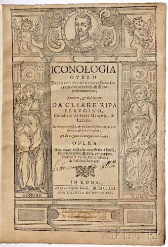 Ripa, Cesare (c. 1560-c. 1622) Iconologia Overo Descrittione di Diverse Imagini cauate dall'antichita, & di propria invention