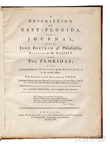 Stork, William (f. 1751-d. 1768) A Description of East Florida, with a Journal Kept by John Bartram of Philadelphia, Botanist