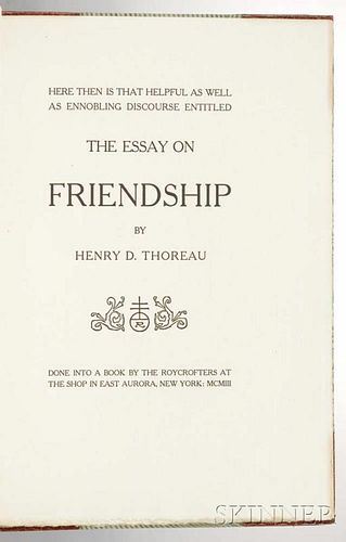 Thoreau, Henry David (1817-1862) The Essay on Friendship.