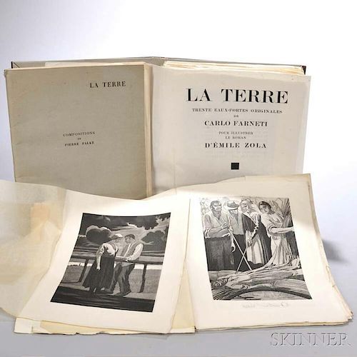 Zola, Emile (1840-1902) La Terre, Trente Eaux-Fortes Originale de Carlo Farneti.
