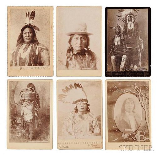 Native American Indians, Six 19th Century Cabinet Cards.