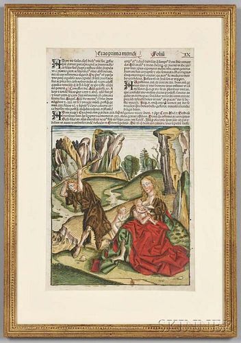 Nuremberg Chronicle, Liber Chronicarum   [Latin Edition], Leaf  IX, Hand-colored.