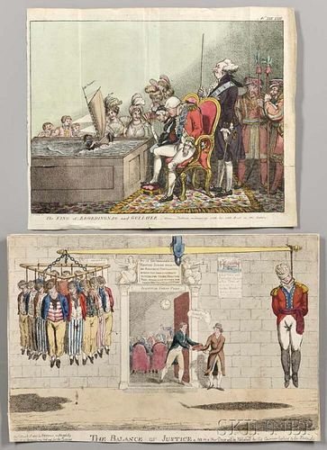 Satirical Cartoons, British Caricatures, Two by Fores and Gillray.