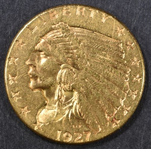 1927 GOLD $2.5 INDIAN  CH BU