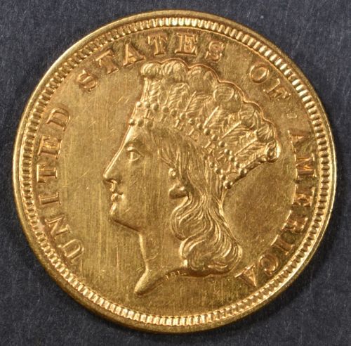 1856 GOLD $3 PRINCESS  NICE BU