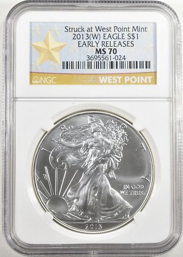 2013 W AMERICAN SILVER EAGLE ER NGC MS 70