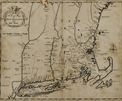 New England. Frontispiece Map from Cotton Mather's Magnalia Christi