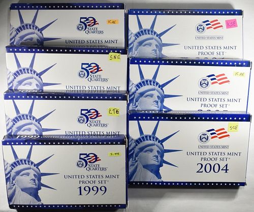 1999-2002 ,2004-06 U.S. MINT PROOF SETS