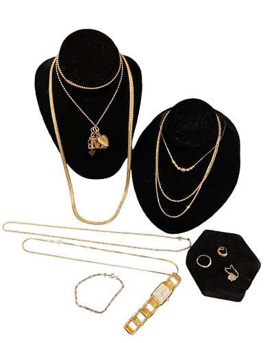 Collection Some 14K Gold and Gold Filled GUESS Necklaces, Rings, Earring