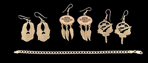 Sterling Silver Bracelet & HARLEY DAVIDSON Earrings