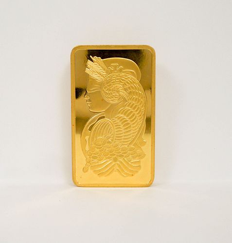 PAMP Suisse 10 Ounces Fine Gold Bullion Bar.