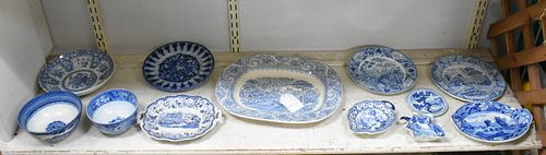 Group of (12) English Blue & White Transferware Dishes.