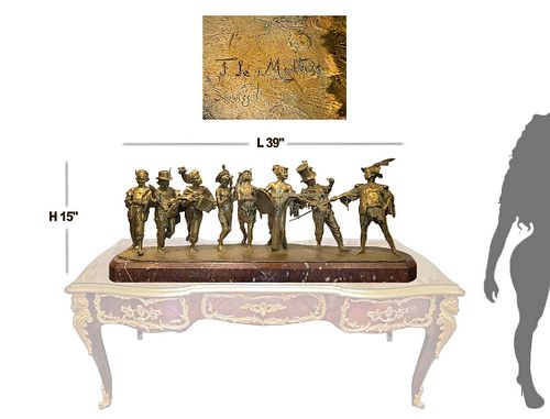 Large Signed Gilt Bronze Italian  Francesco De Matteis ' Le Concert Des Enfants ' (1852-1917)
