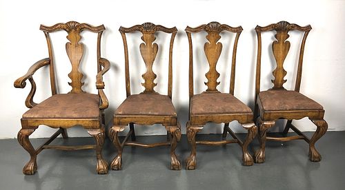 A Group of 4 Chippendale Style Dining Chairs