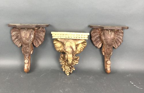 3 Composite Elephant Wall Bracket Shelves