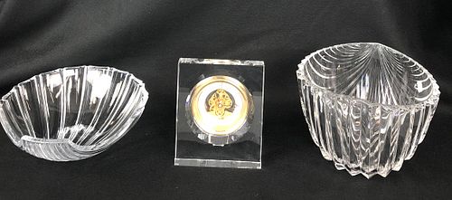 2 Crystal Bowls & a Hoya Crystal Quartz Clock