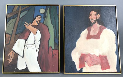 Pair of Religious Paintings by Carl Molno