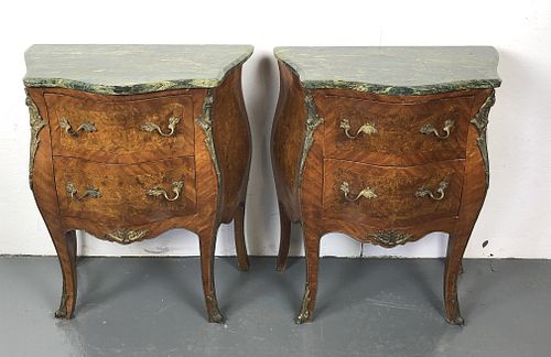 Pr of Louis XV Style Petite Marbletop Commodes