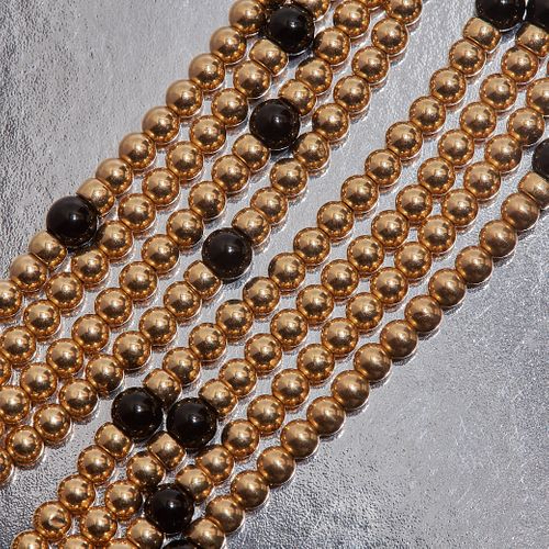 GOLD AND ONYX BEAD NECKLACE