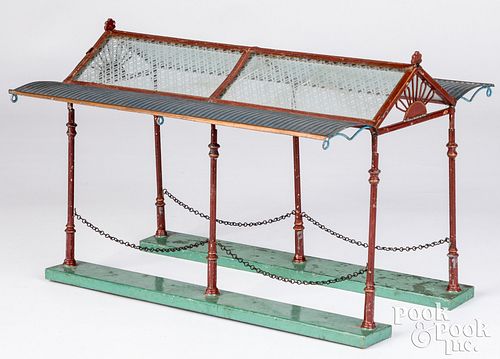 Marklin glass canopy with embossed tin overhangs