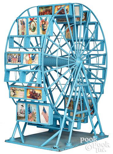 Wabash embossed painted tin postcard Ferris wheel