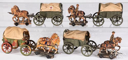 Elastolin horse drawn military wagons